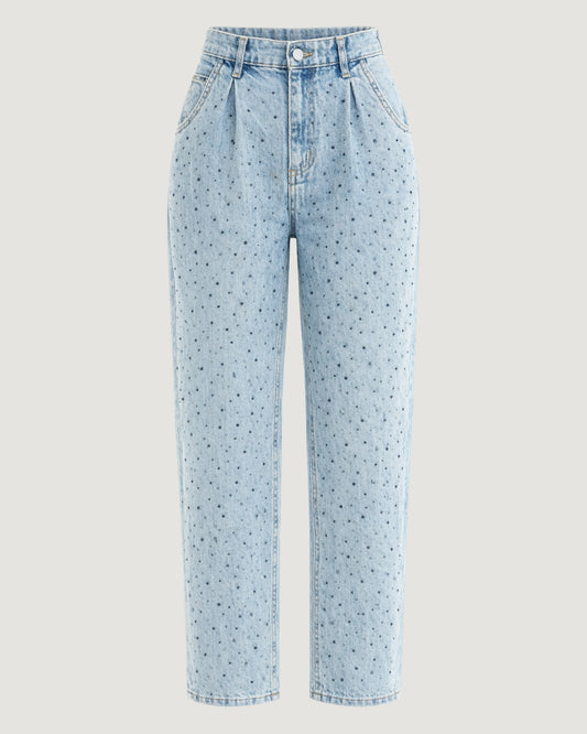 CALÇA APLICAÇÕES JEANS AZUL