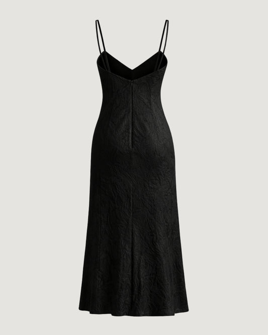 VESTIDO LONGO COM ALÇA DE CETIM PRETO
