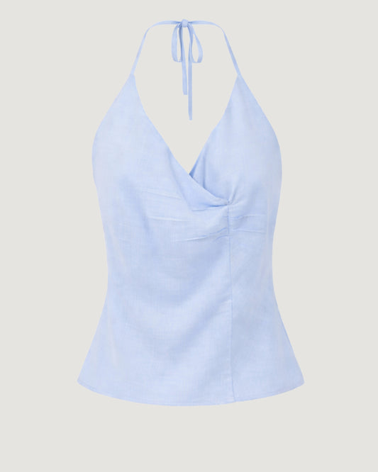 BLUSA FRENTE ÚNICA DETALHE FRANZIDO AZUL