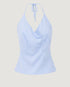 BLUSA FRENTE ÚNICA DETALHE FRANZIDO AZUL