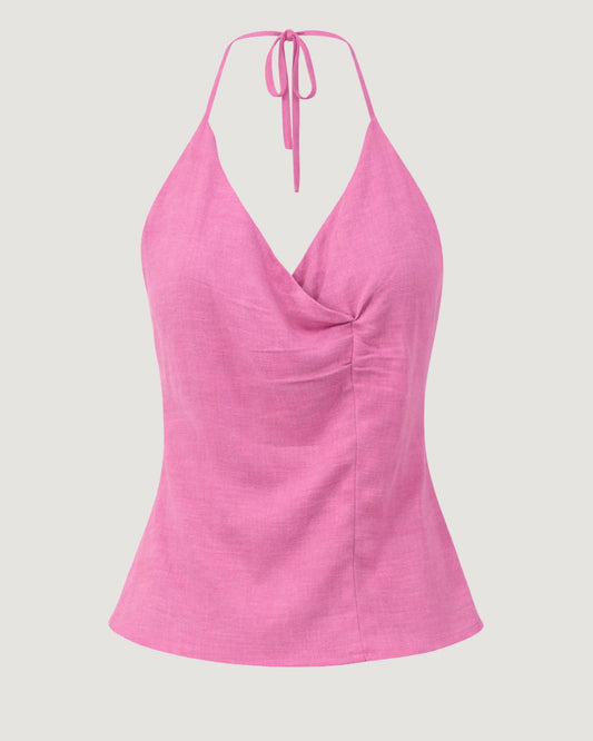BLUSA FRENTE ÚNICA DETALHE FRANZIDO ROSA