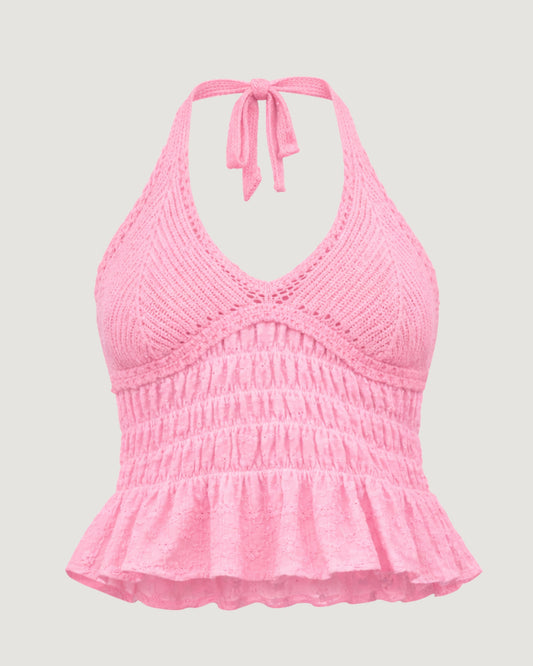 REGATA BLUSA TRICOT COM LASTEX ROSA