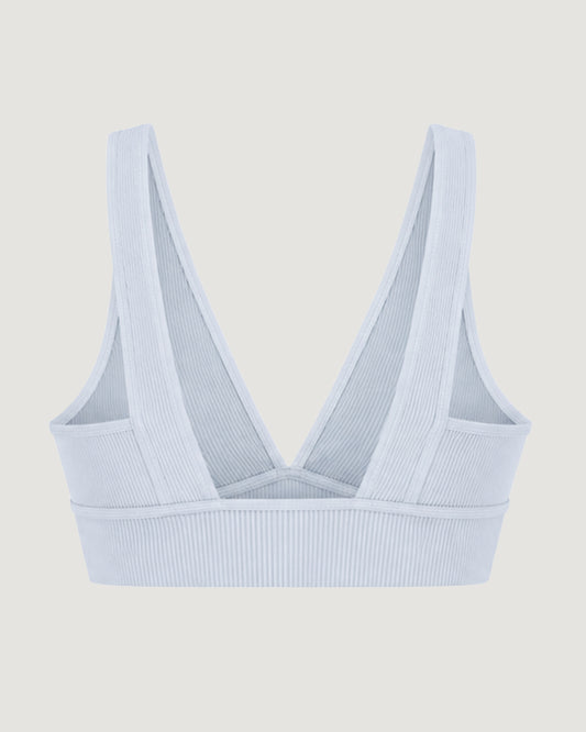 TOP DECOTE V CANELADO CELESTIAL BLUE (AZUL)