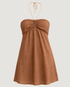 VESTIDO CANELETA FRENTE ÚNICA MARROM