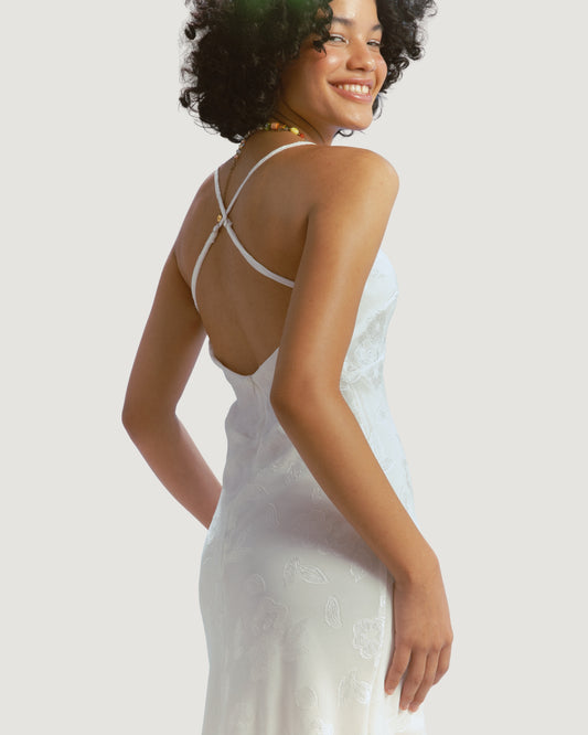 VESTIDO LONGO SEREIA TEXTURIZADO BRANCO