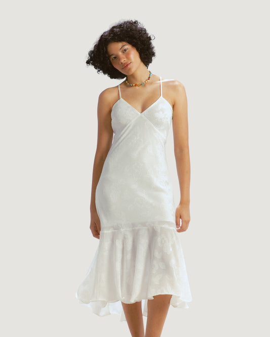 VESTIDO LONGO SEREIA TEXTURIZADO BRANCO