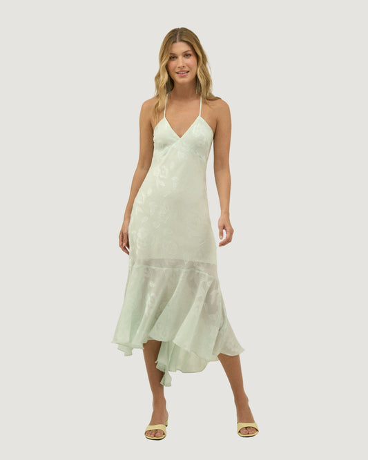 VESTIDO LONGO SEREIA TEXTURIZADO VERDE