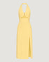 VESTIDO FRENTE U COM AVIAMENTO BUSTO AMARELO