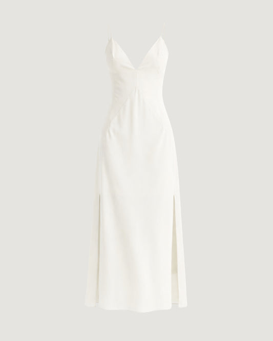 VESTIDO LONGO COM FENDAS LATERAIS OFF WHITE