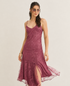 VESTIDO MIDI RENDA ALCINHA ASSIMÉTRICO ACAI (ROXO)