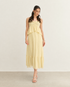 VESTIDO SEM ALÇA COM BABADOS AMARELO