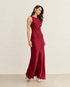 VESTIDO LONGO DECOTE V COSTA WINE (VINHO)