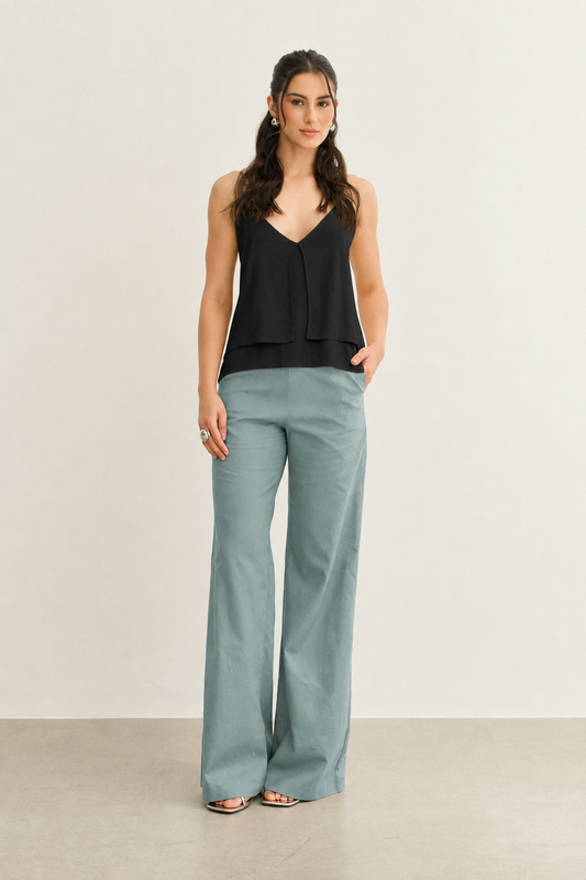 CALÇA ALFAIATARIA CÓS FINO NEW ORIGAMI (AZUL)