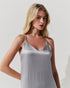 Vestido Cetim Risca de Giz CINZA