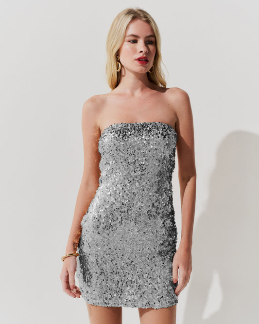 Vestido Paetê Lorrayne PRATA