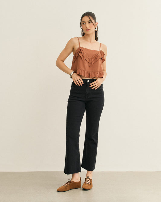 CALCA FLARE CROPPED PRETO