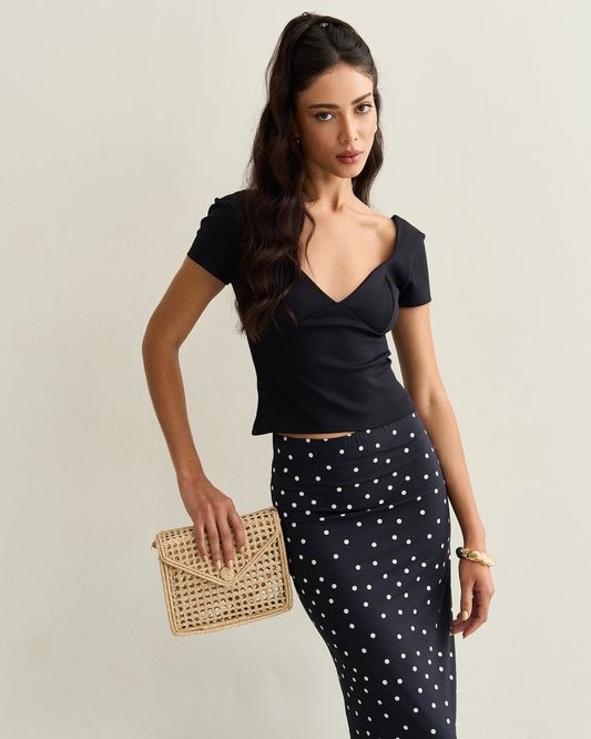 BLUSA DECOTE PRINCESA PRETO