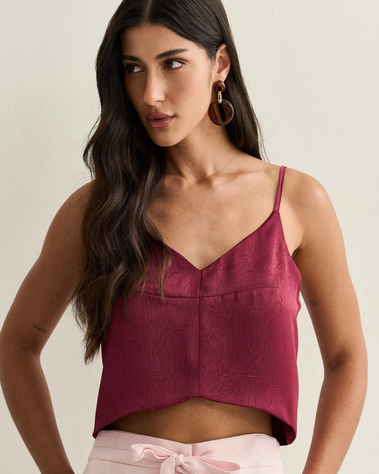 TOP BARRA ASSIMÉTRICA ALÇAS FINAS VINHO