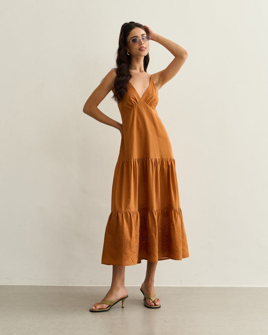 VESTIDO TRÊS MARIAS LAISE CARAMELO