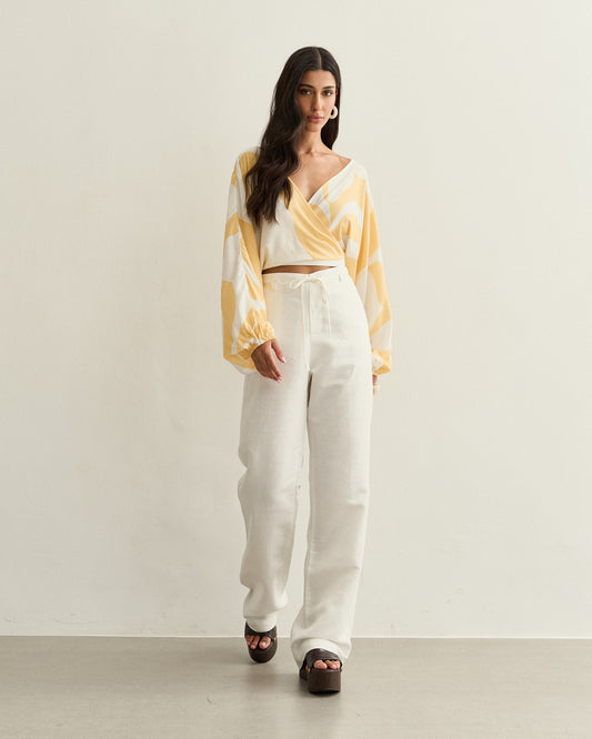 CALÇA ROLETE CINTURA ALTA BRANCO