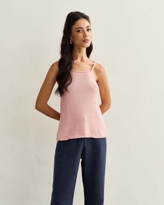 BLUSA TRICOT DECOTE QUADRADO ROSA