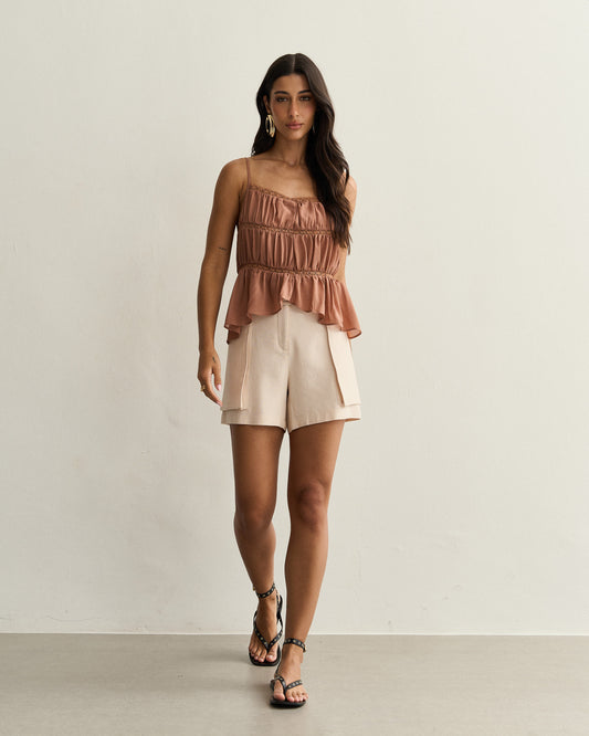 REGATA TRÊS MARIAS COM RENDA MARROM