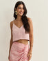 TOP BARRA ASSIMÉTRICA ALÇAS FINAS ROSA