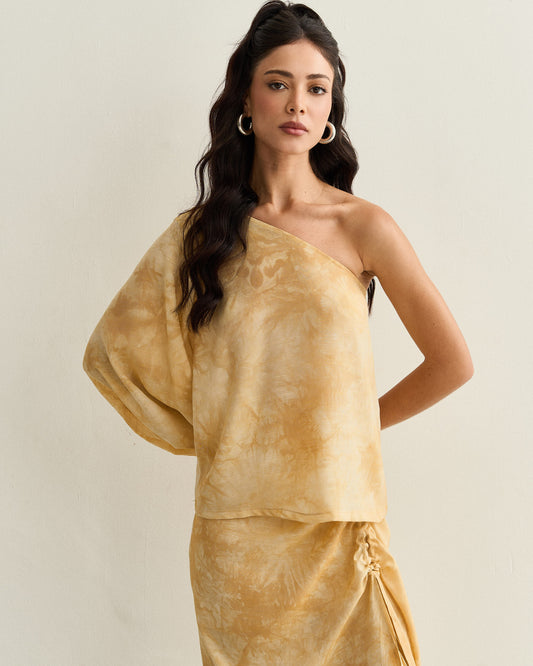 BLUSA DE UM OMBRO SÓ AMARELO