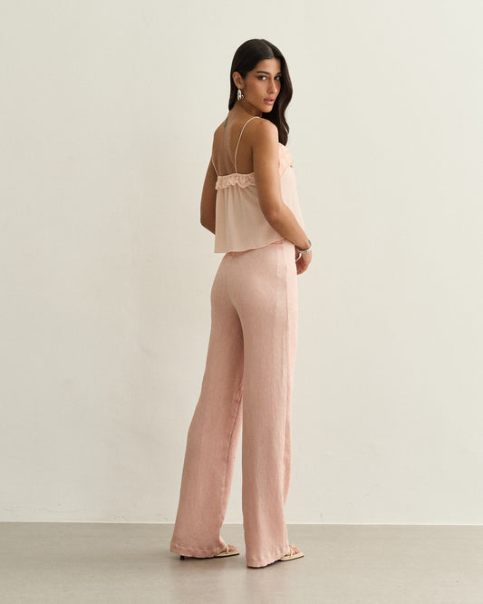 CALÇA CANELADO VISCOSE ROSA