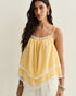 REGATA CHIFFON RENDA AMARELO