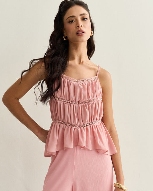 REGATA TRÊS MARIAS COM RENDA ROSA