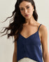 TOP BARRA ASSIMÉTRICA ALÇAS FINAS AZUL MARINHO