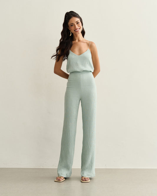 CALÇA CANELADO VISCOSE AZUL