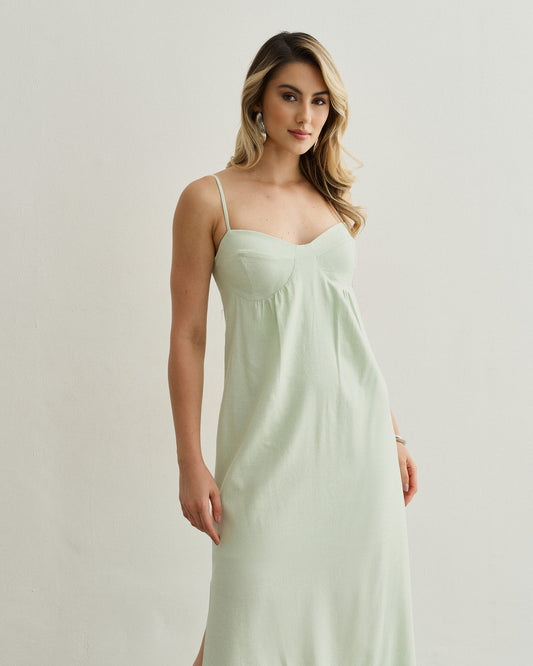 VESTIDO MIDI COM BOJO VERDE