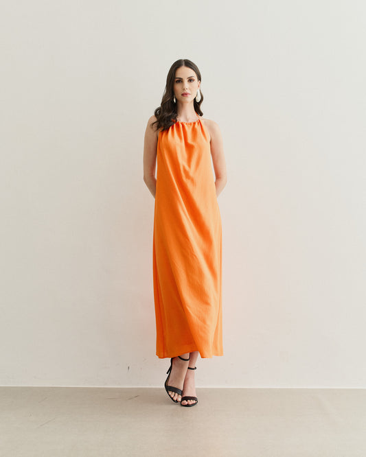 VESTIDO FRENTE ÚNICA LARANJA