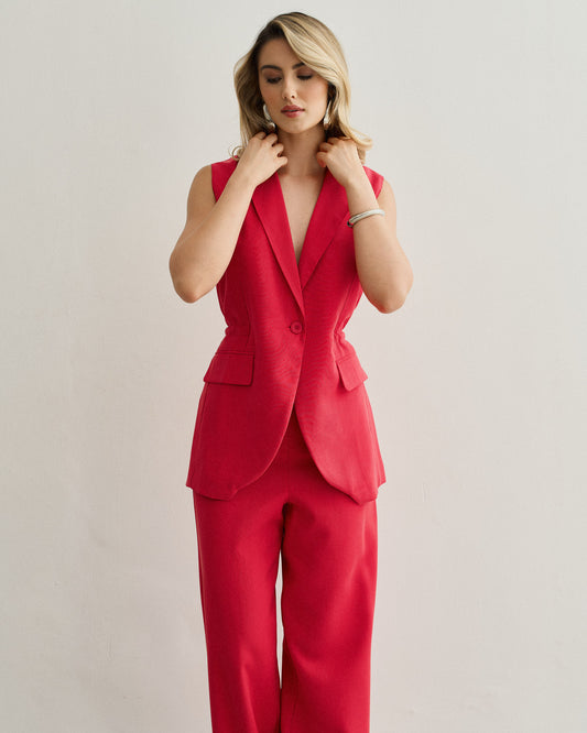 COLETE ALFAIATARIA LONGO VERMELHO