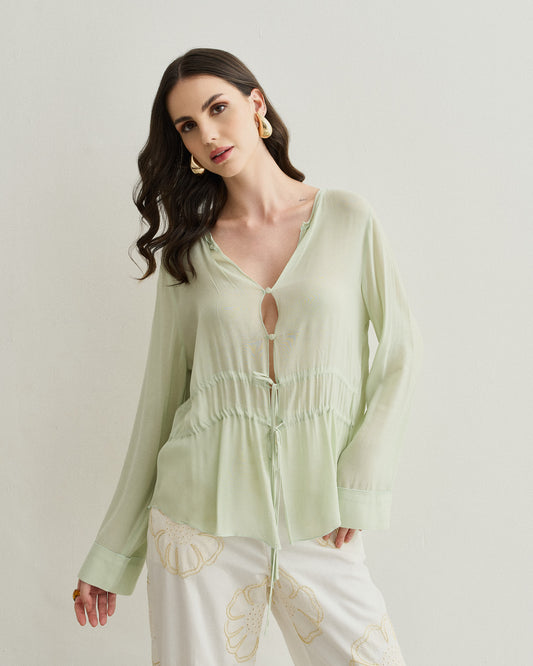 BLUSA ACABAMENTO FRUFRU VERDE
