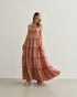VESTIDO RECORTE BABADINHO MARROM
