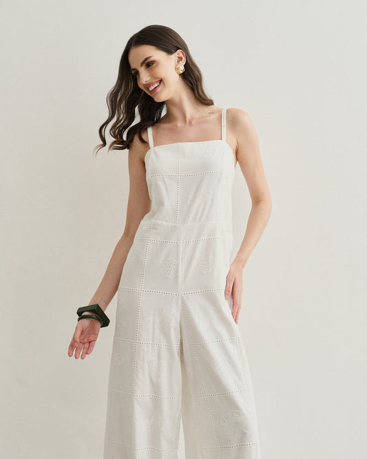 MACACÃO LAISE BORDADO OFF WHITE