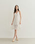 VESTIDO COM RECORTES E BABADOS OFF WHITE
