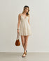 VESTIDO DECOTE V PALA NERVURA OFF WHITE