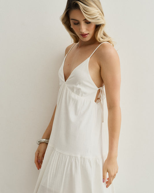 VESTIDO COM VAZADO LATERAL OFF WHITE