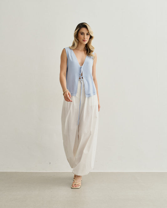 CALÇA BALLOON TRICOLINE OFF WHITE