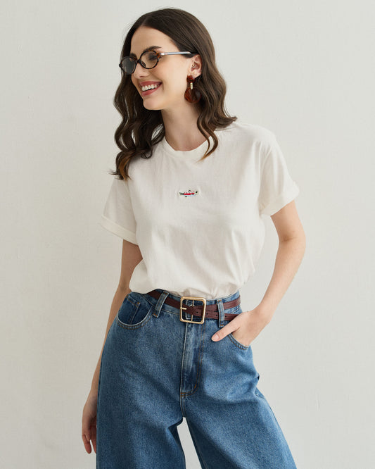 CAMISETA BORDADO PEIXE OFF WHITE