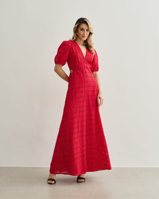 VESTIDO LAISE DECOTE VERMELHO
