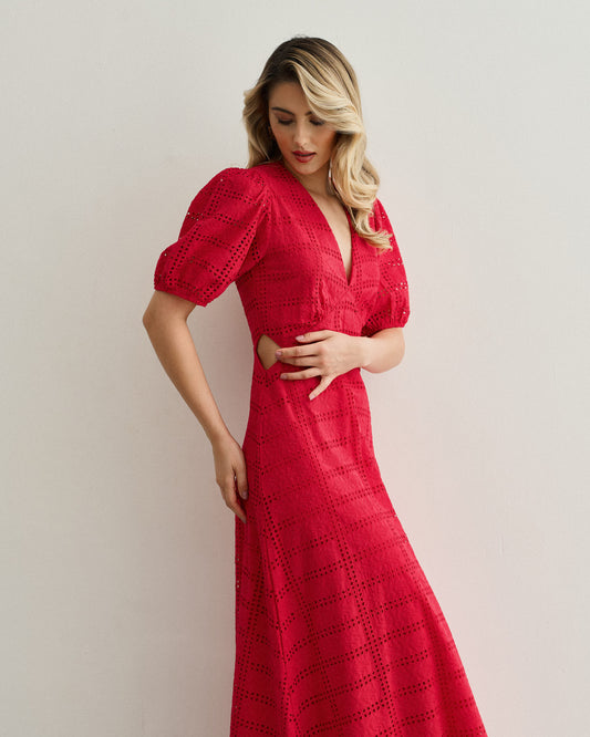 VESTIDO LAISE DECOTE VERMELHO
