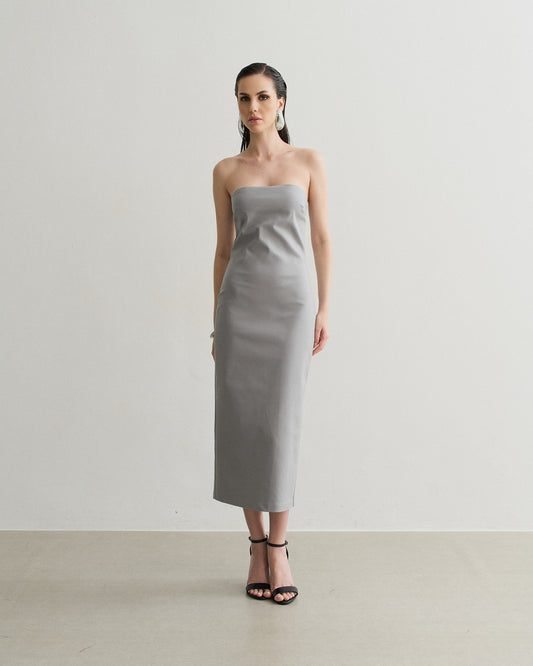 VESTIDO TOMARA QUE CAIA CINZA