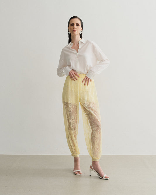 CALÇA BALLON RENDA AMARELO