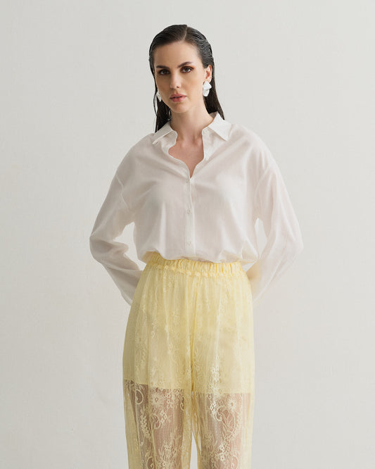 CALÇA BALLON RENDA AMARELO