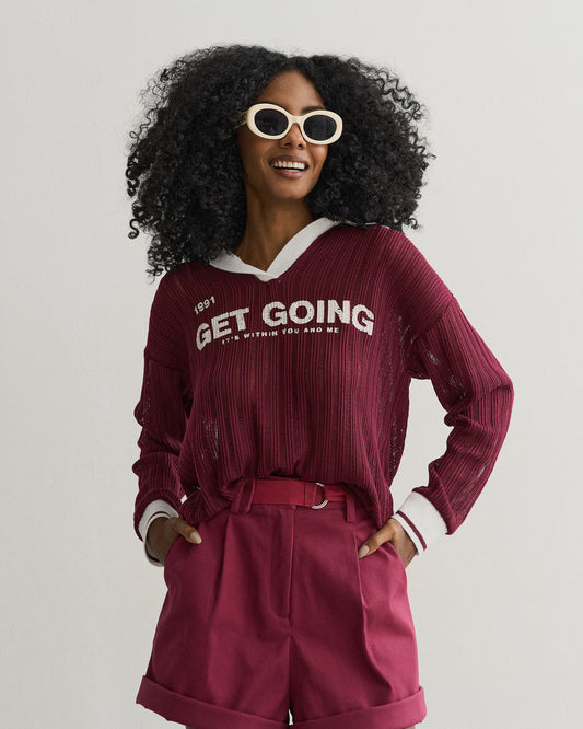BLUSA POLO TRICOT VINHO/OFF